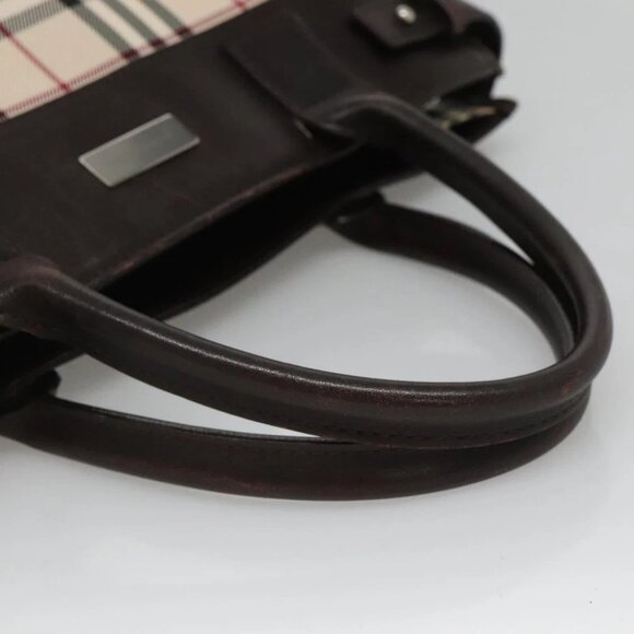 BURBERRY Nova Check Hand Bag Nylon Beige Silver - Picture 8 of 16